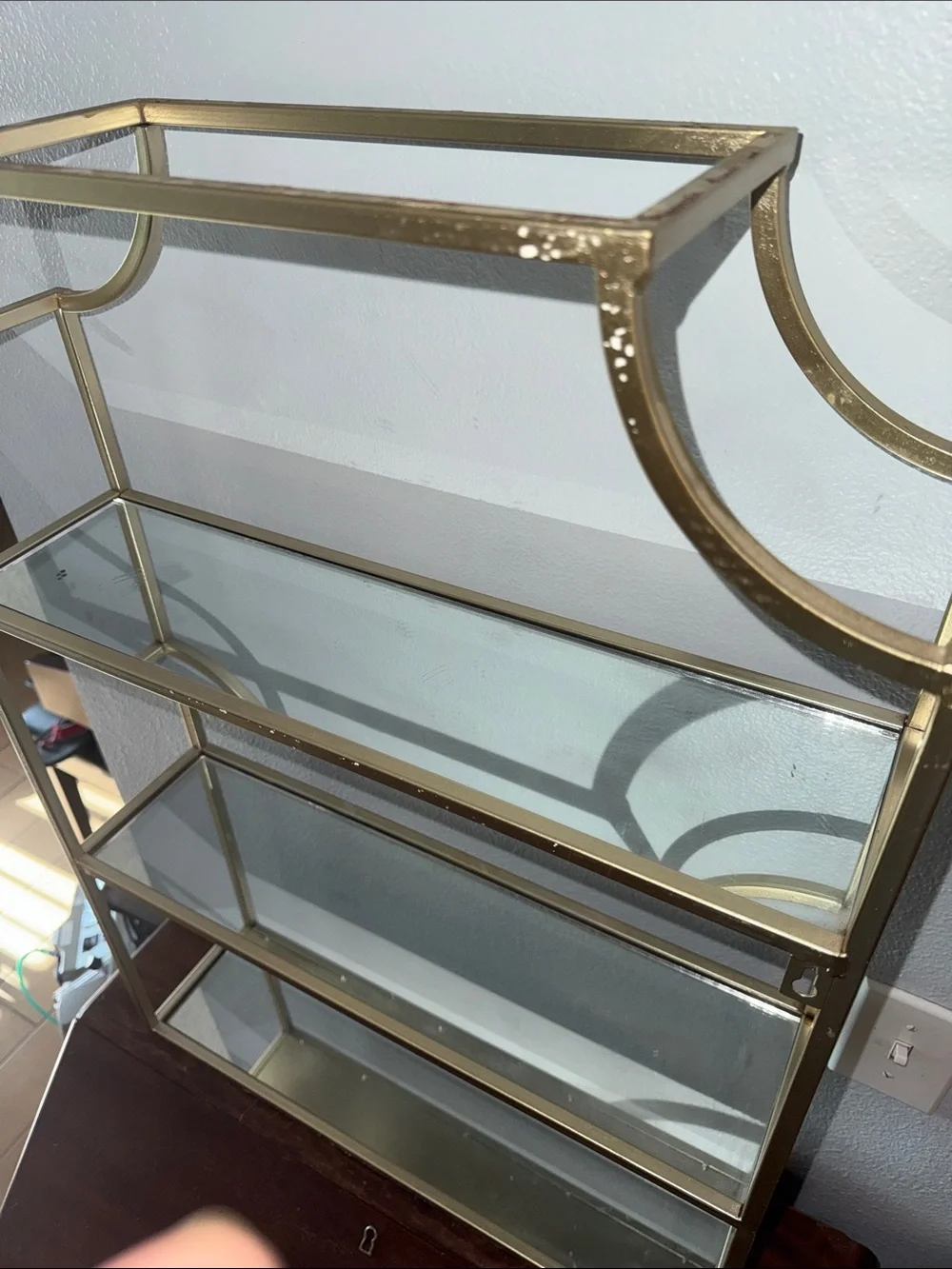 Kate and Laurel Ciel Glam 3-Tier Scalloped Wall Shelf Mirrored Bathroom Bedroom